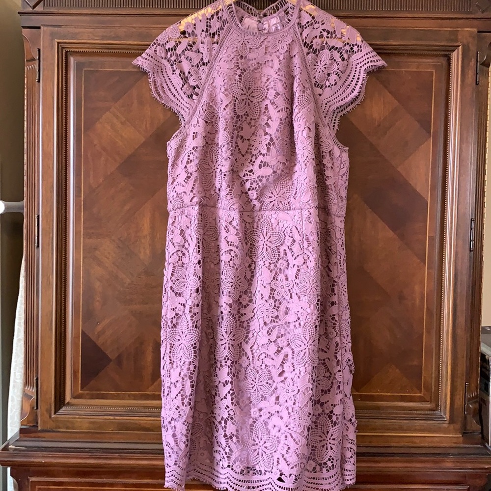 Chi Chi sz UK 20  midi lavender lace dress EUC